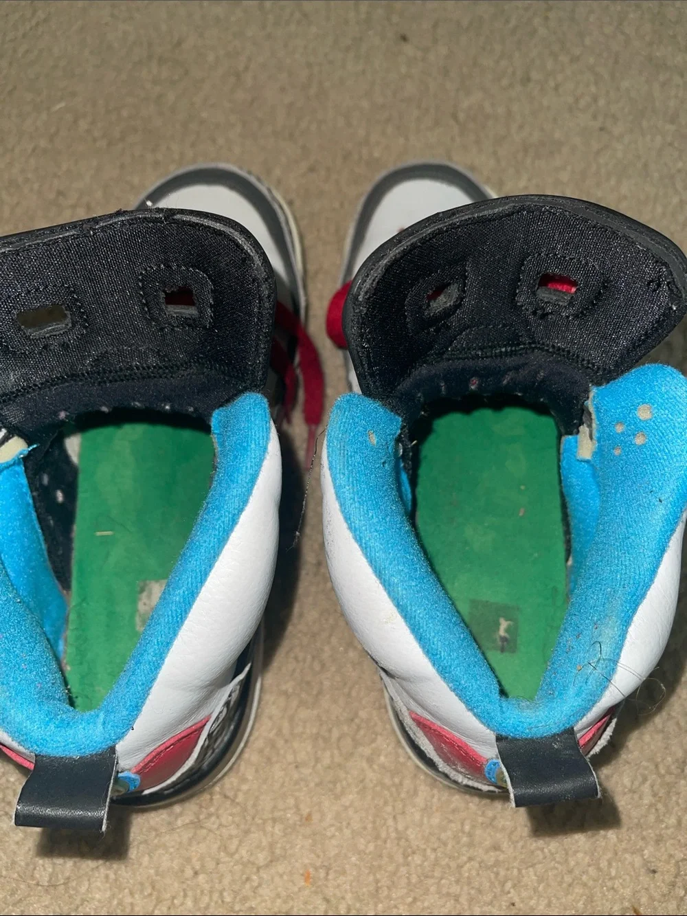 Jordan White Black Blue Red Multi-Accent Sneakers